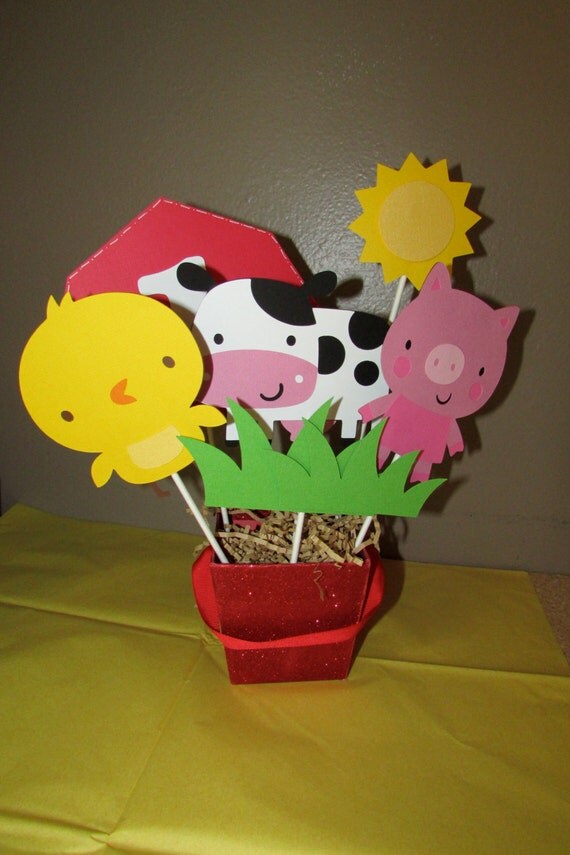 Farm Party Centerpiece Barnyard Party 6 by PurpleZebraPaperCo
