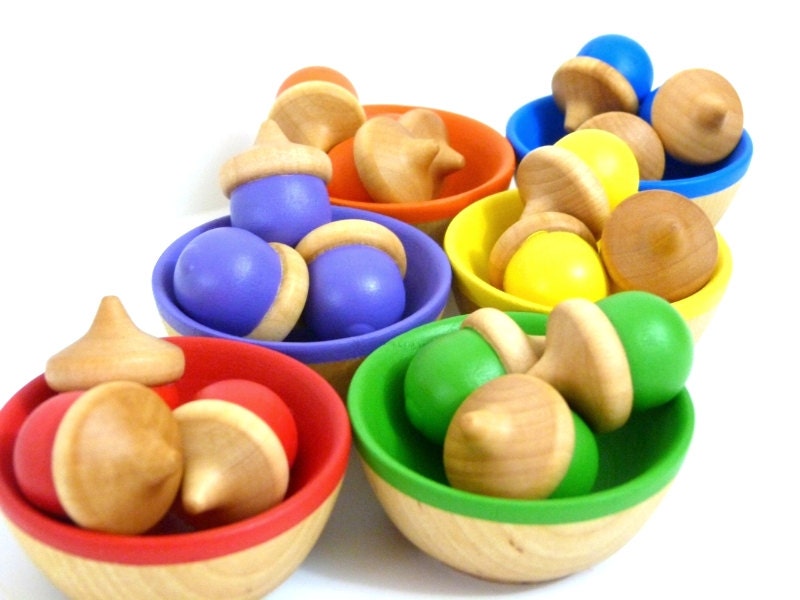 Waldorf Acorn Color Sorting and Learning Rainbow Toy - Almostcrunchy