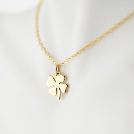 Womens good luck charm necklace14k gold necklace four by luckyhorn