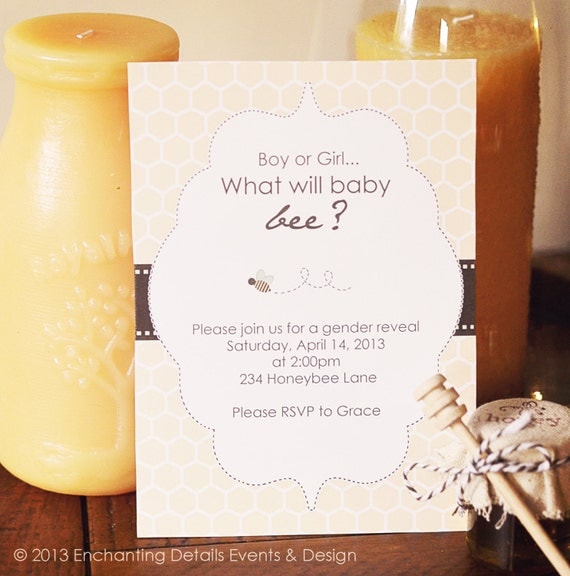 INSTANT DOWNLOAD Baby Bee "What will baby bee" Printable Gender Reveal Baby Shower Invitation- DIY/Customize in Adobe Reader Il_570xn