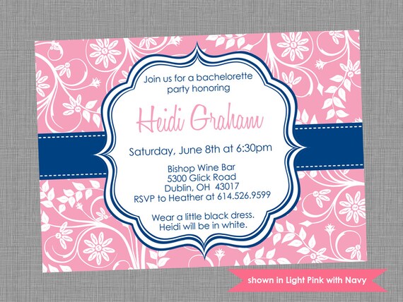 Printable Bachelorette Party Invitation - Bachelorette Themed Floral Invite - Colors and Text Customizable Il_570xn