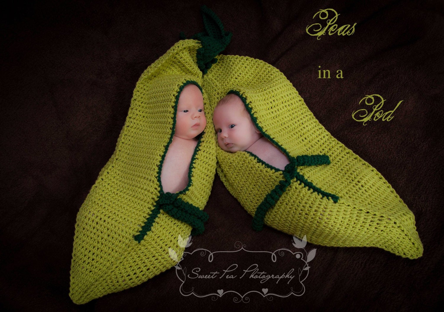 INSTANT DOWNLOAD Crochet Peapod Photo Prop Pattern PDF (Peapod and Little Pea Hat)