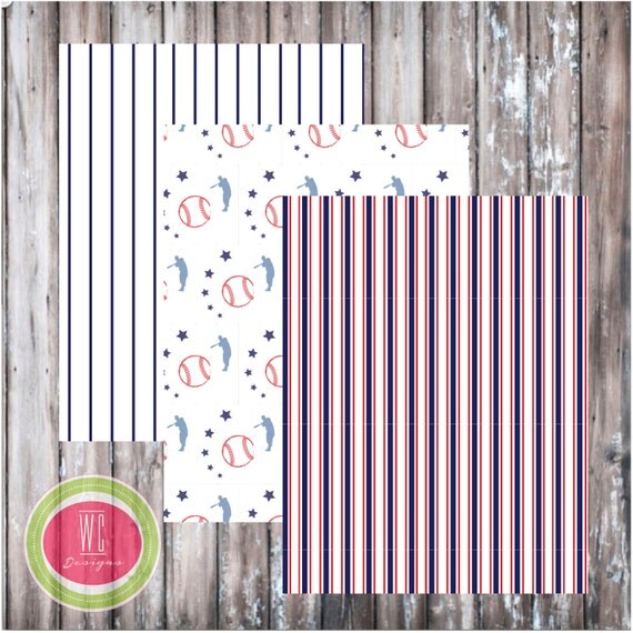 BASEBALL themed patterned papers - Baseball Party Printables - Instant Download - Designs by WC Designs Il_570xn