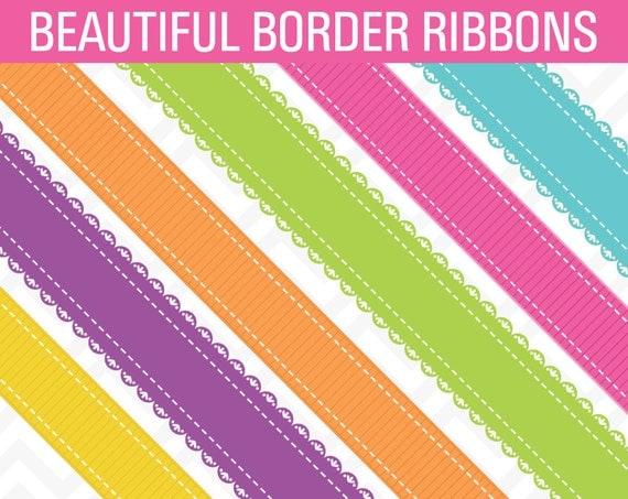 Clip Art Bright Ribbon Borders Digital Scrapbook Clipart Commercial Use Scrapbooking Instant Download Il_570xn