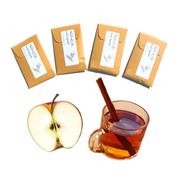4 Spiced Cider Scented Sachets - Autumn Wedding Favors - Fall Party Apple Favors - Custom Color - May Be Personalized - pebblecreekcandles