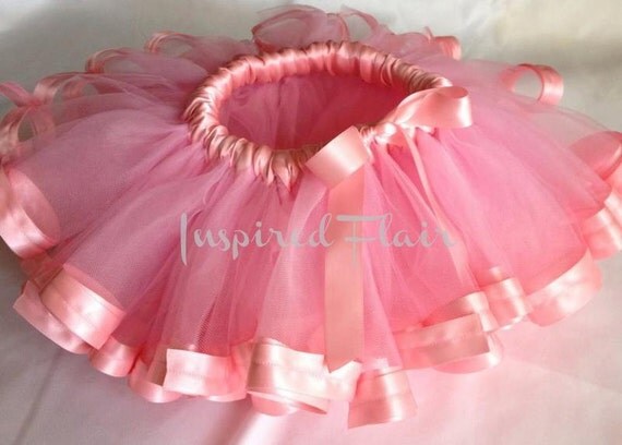 Custom Made Satin Ribbon Edged Pink Tutu Skirt by InspiredFlair