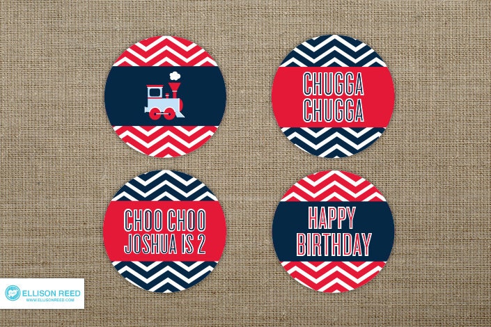 Train Birthday - Train Cupcake Toppers - Train Printable - Chevron - Printable Party - First Birthday - Choo Choo Train - Boy Birthday Party Il_570xn