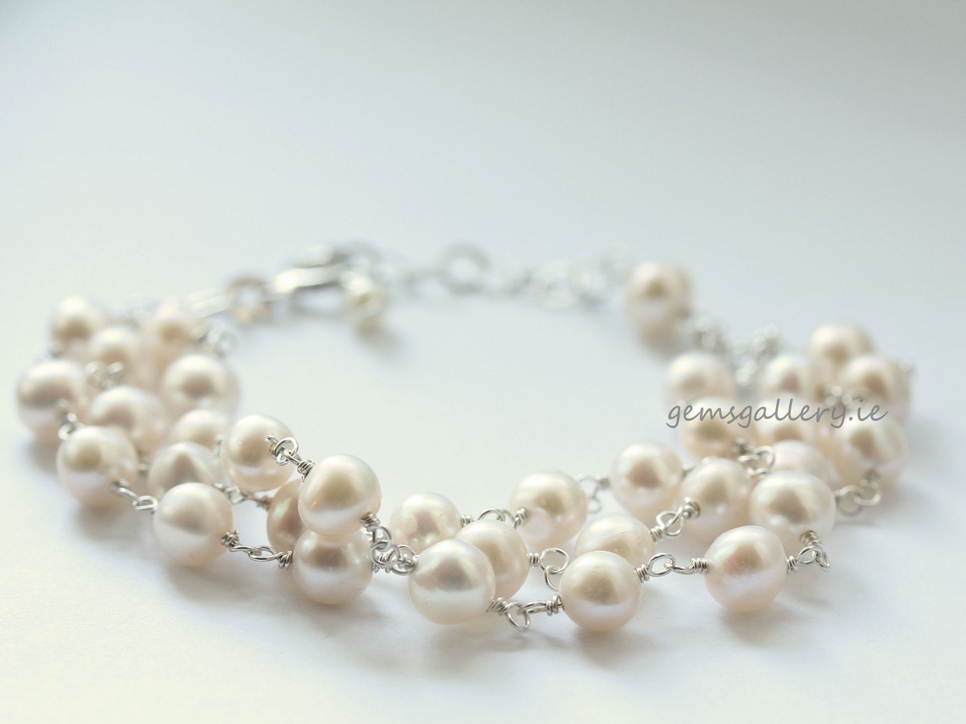 Freshwater Pearls Wedding Bracelet, Bride Jewellery - gemsgallery