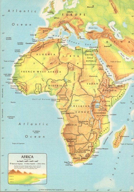 Colorful Physical Map Of Africa 90