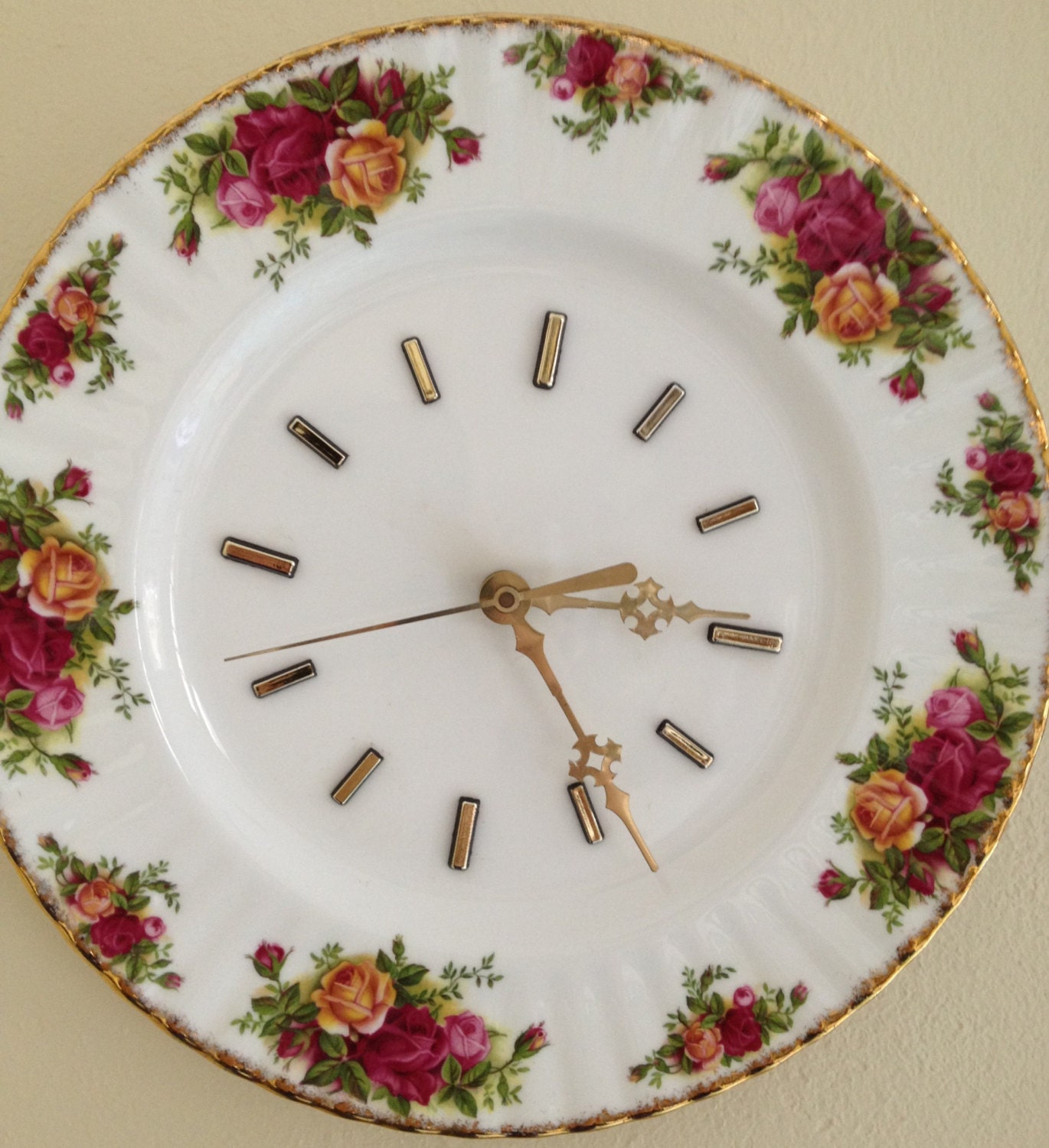 Items similar to Old country rose Royal Doulton plate wall clock on Etsy