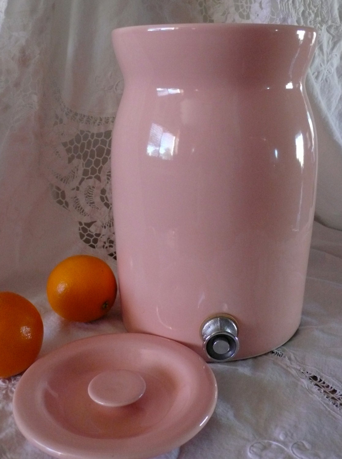 Vintage Ceramic Water Cooler Pink California Pottery by chriscre