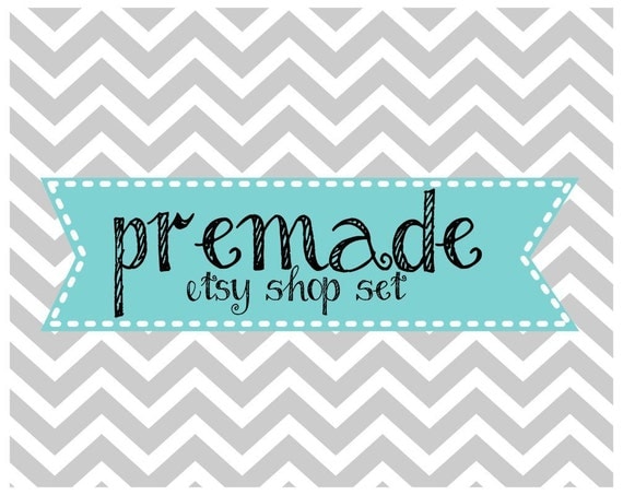 YOU PICK COLORS - premade etsy shop set - deluxe - chevron and flags - business card - banner - graphic design - avatar - branding - Il_570xn