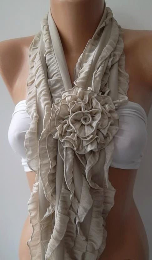 Super elegant scarf Chiffon scarf - beige---Mothers Day Gift