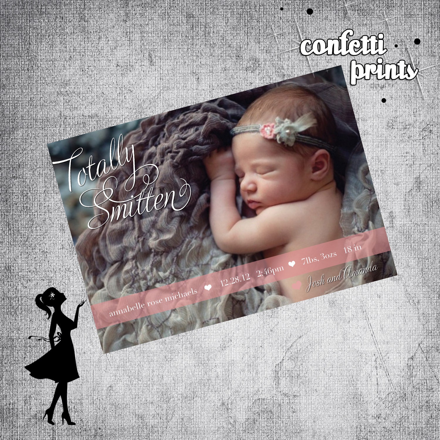 Photo Birth Announcement - TOTALLY SMITTEN Printable Il_570xn