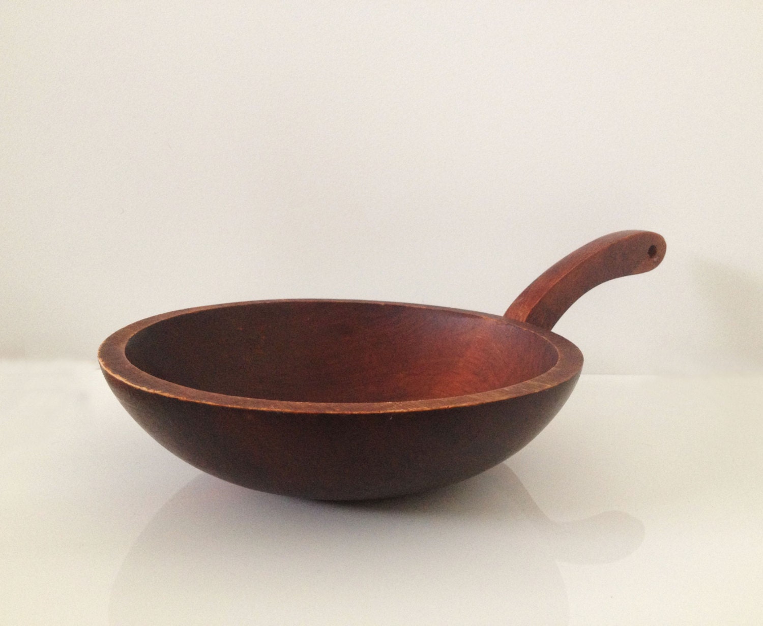 Vintage Wooden Salad / Serving Bowl with Handle by pinchofpaprika