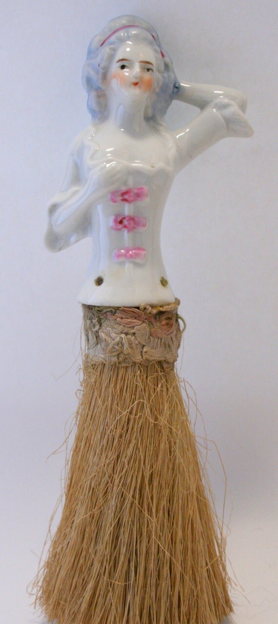 Vintage Porcelain Victorian Lady Vanity Clothes Brush by debikil