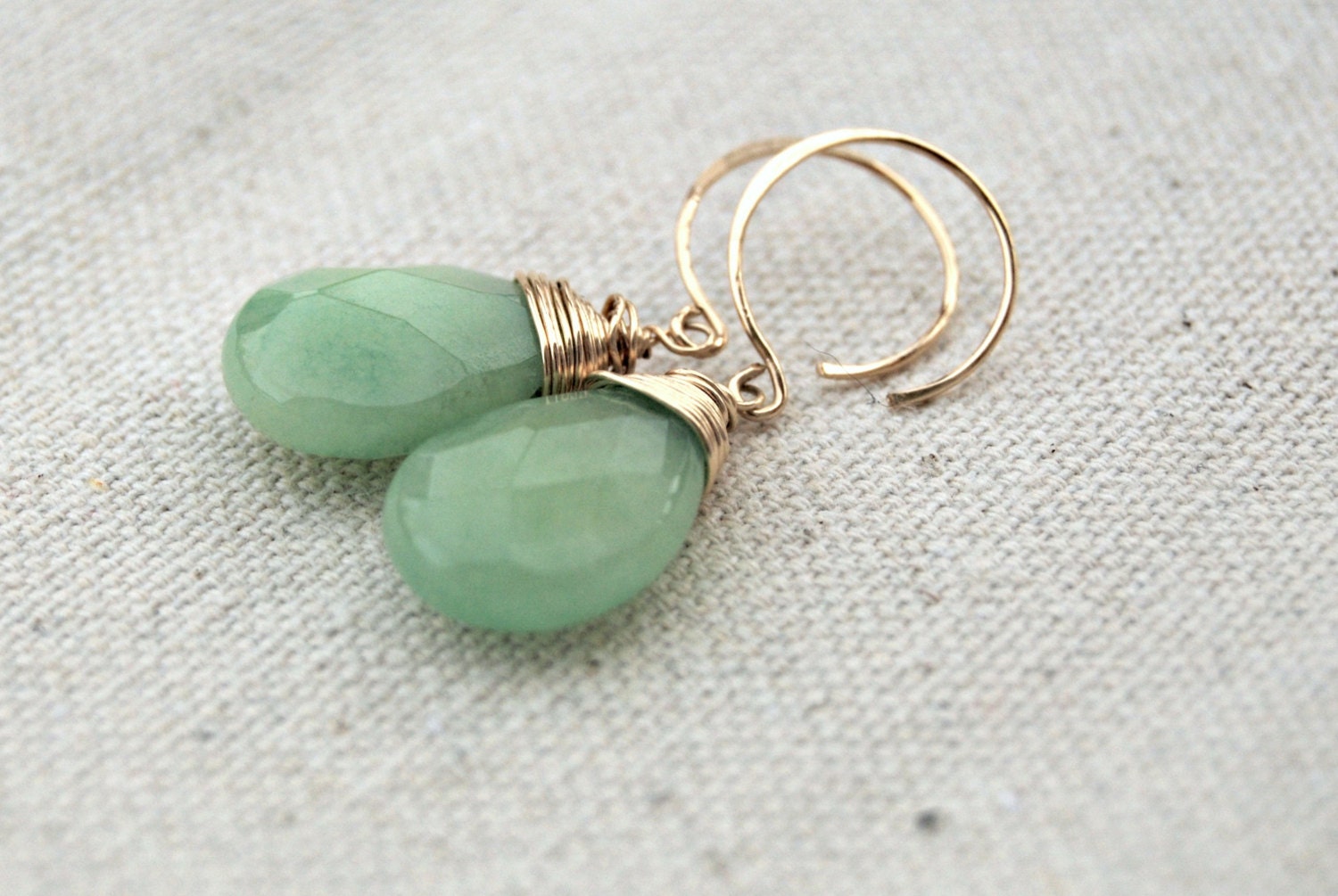 pomme... gold jade earrings / apple green jade & 14k gold filled earrings - AveryBethDesigns