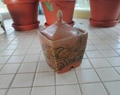 Vintage Pottery Ceramic Jar Container With Lid - pinkpussykatvintage