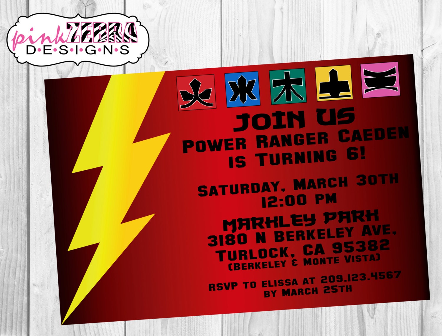 Items similar to Power Rangers Samurai Birthday Invitation (Digital ...