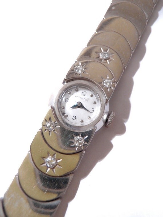 Vintage Hamilton Watch Solid 14kt Gold with by ArtDecoAntiques