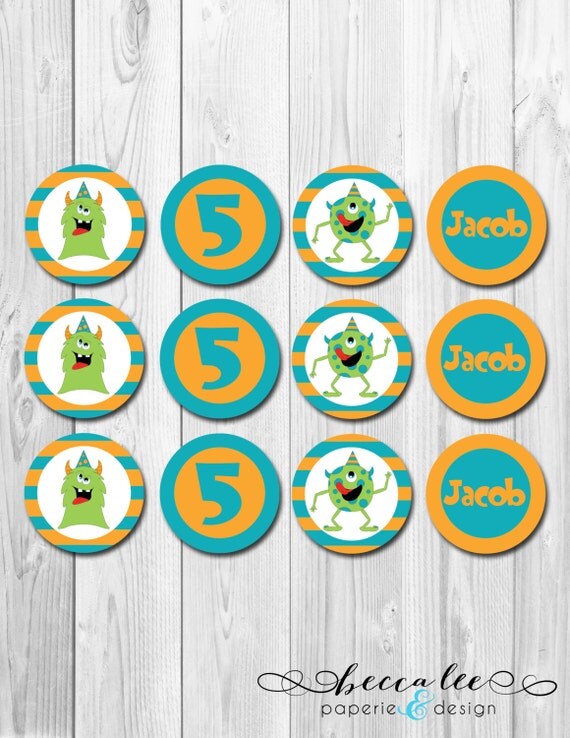 Little Monster Cupcake Topper - DIY - Printable Il_570xn