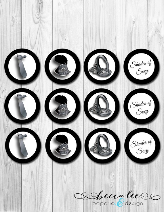 INSTANT DOWNLOAD - Cupcake Toppers - Shades of Sexy Theme - DIY - Printable Il_570xn