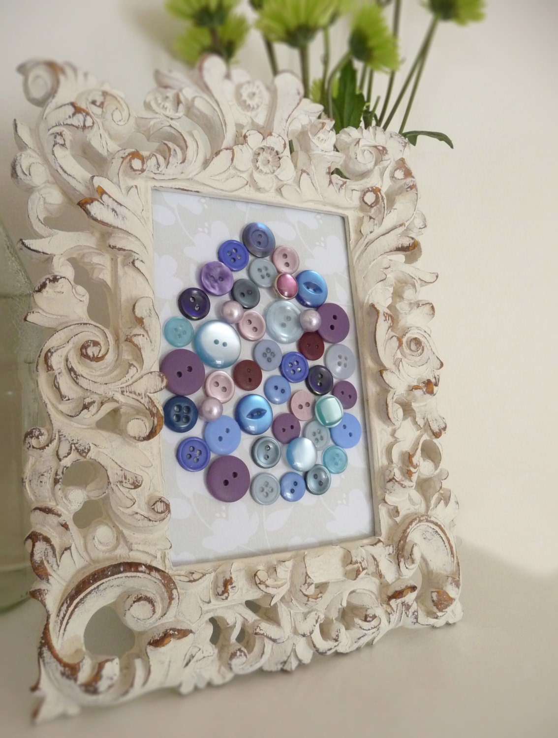 Button Easter Egg, Blue and Purple- Free Shipping