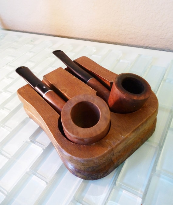 Vintage Pipe Holder 2 Pipes Kaywoodie Demuth by VintageAndOddities