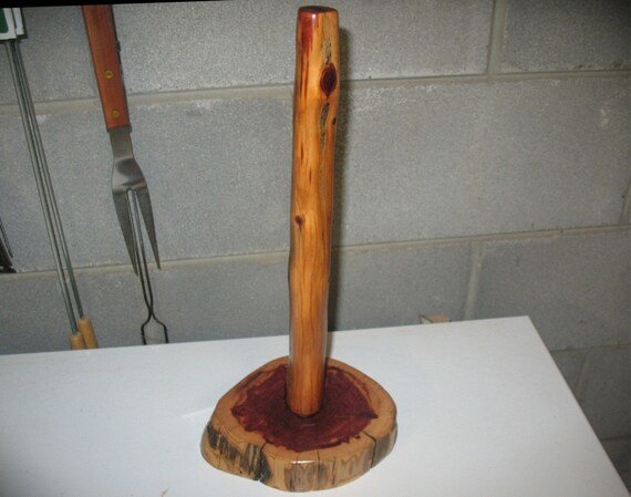 Rustic Paper Towel Holder Log Base Cabin by HiddenPointWoodCraft