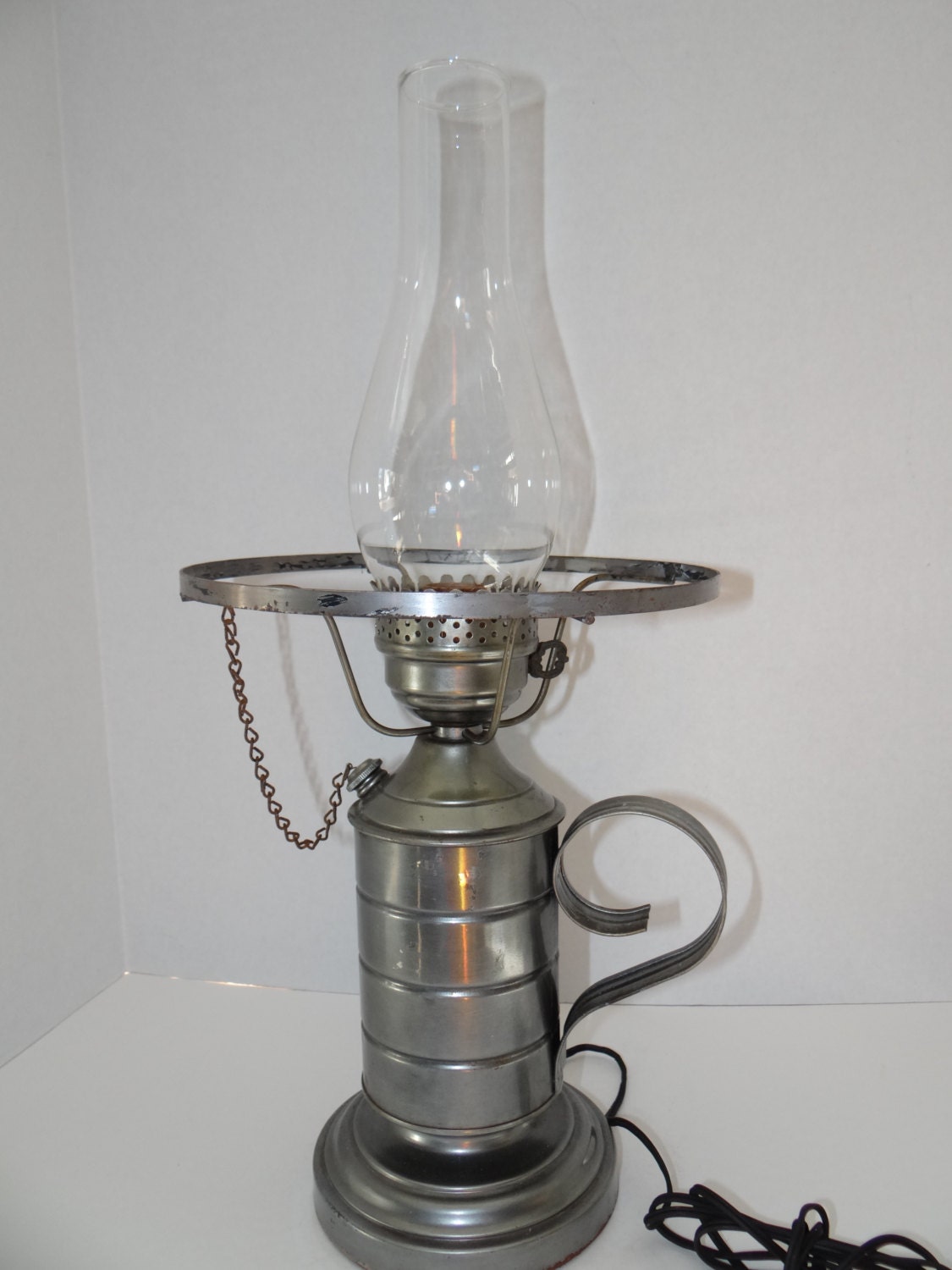 Vintage Unique Tin Oil Lamp Light Lamp with Long by MyYourTreasure