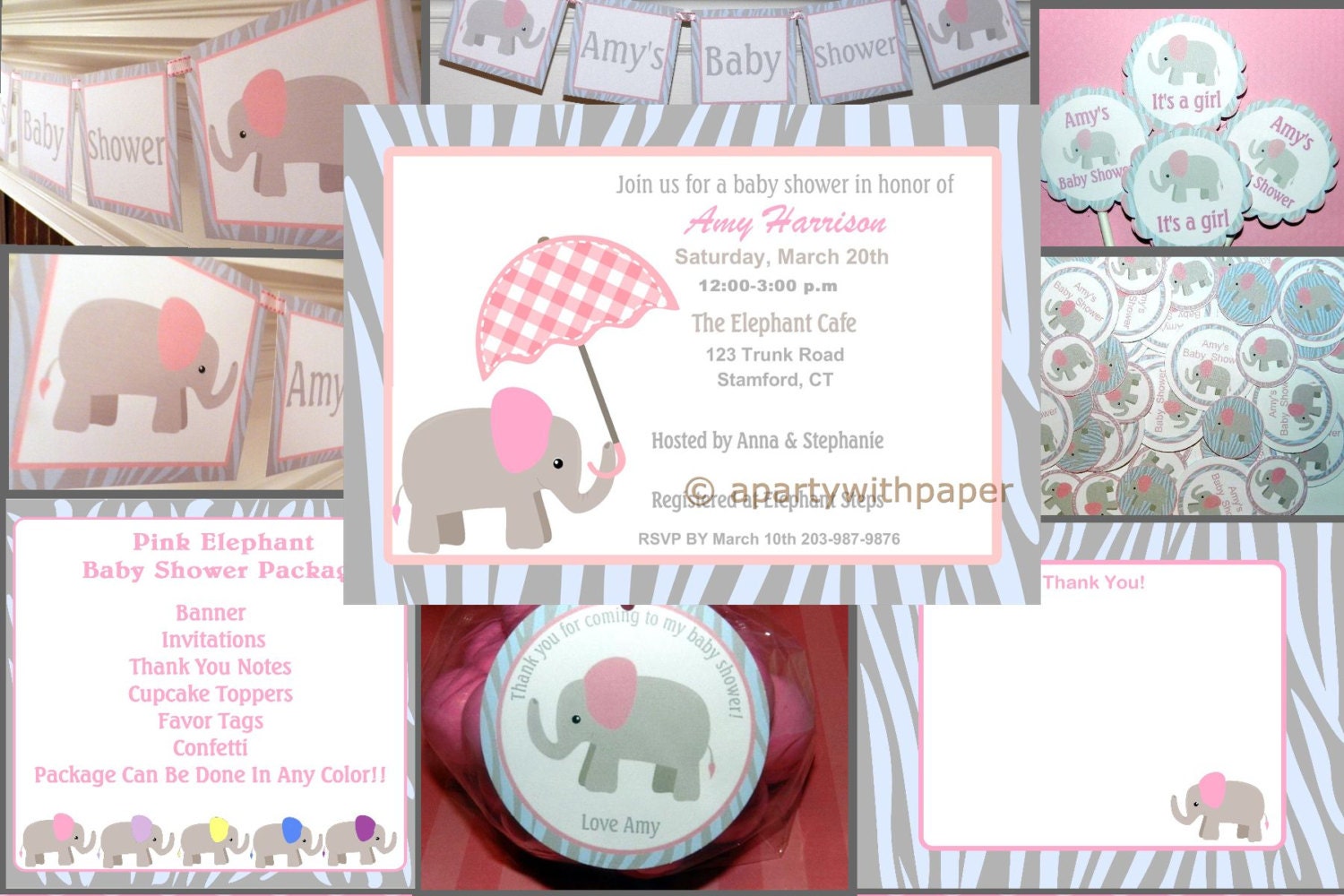 ElephantElephant Baby Shower Elephant Baby by APartyWithPaper