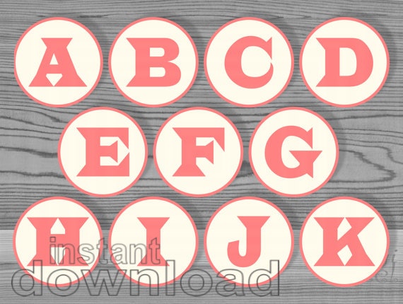 2,5 in circles alphabeth and number printable party circles for cupcake, banner and DIY party decoration instant download Il_570xn
