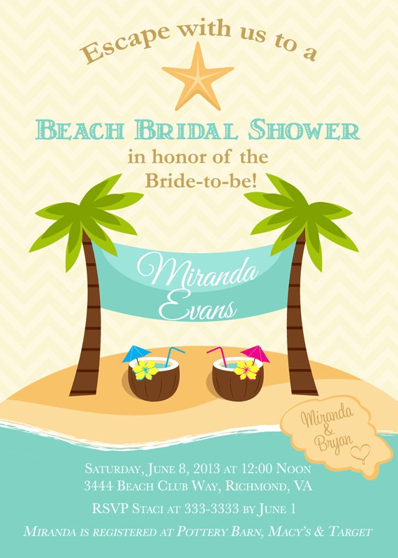 Beach Couple Shower Bridal Shower Invitation - Printable Il_170x135
