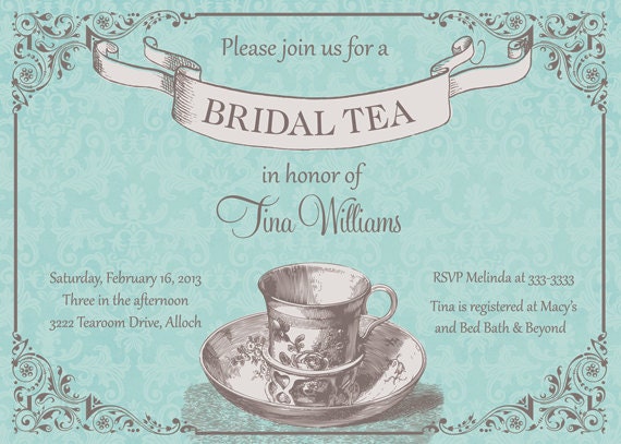 Tiffany Blue Bridal Shower Tea Invitation - Printable Il_570xn