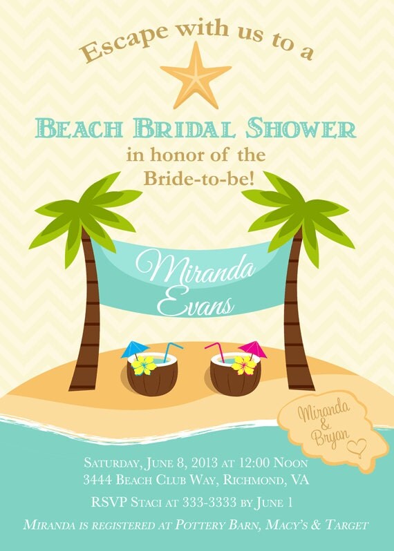 Beach Couple Shower Bridal Shower Invitation - Printable Il_570xn