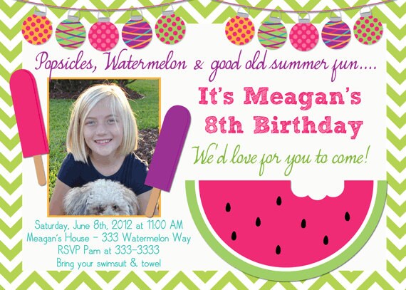 Summer Fun Watermelon Birthday Party Invitations - printable Il_570xn