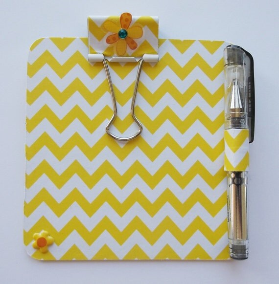 Post It Notes Holder Clipboard & Pen Set Yellow by GiftsNThisNThat