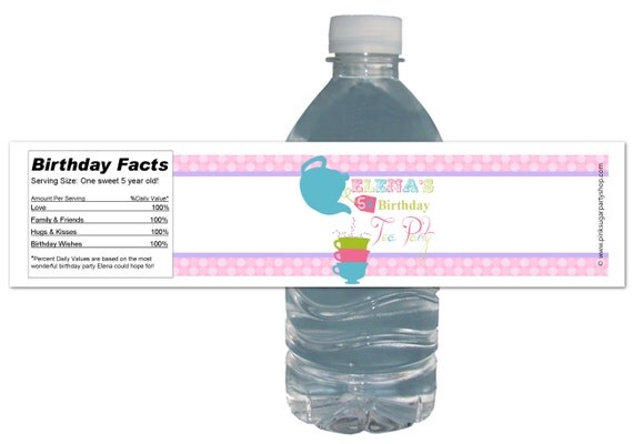 Tea Party (15ct) Waterproof Water Labels Bottle Birthday Party Baby Shower Il_570xn
