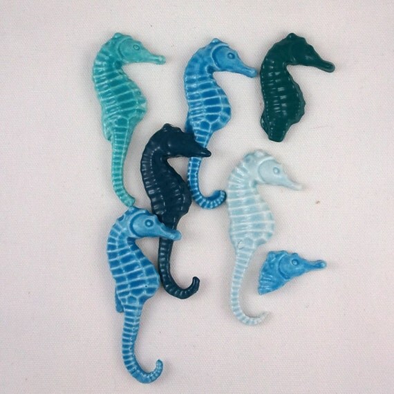 ceramic seahorse tiles turquoise light blue dark by elementtiles