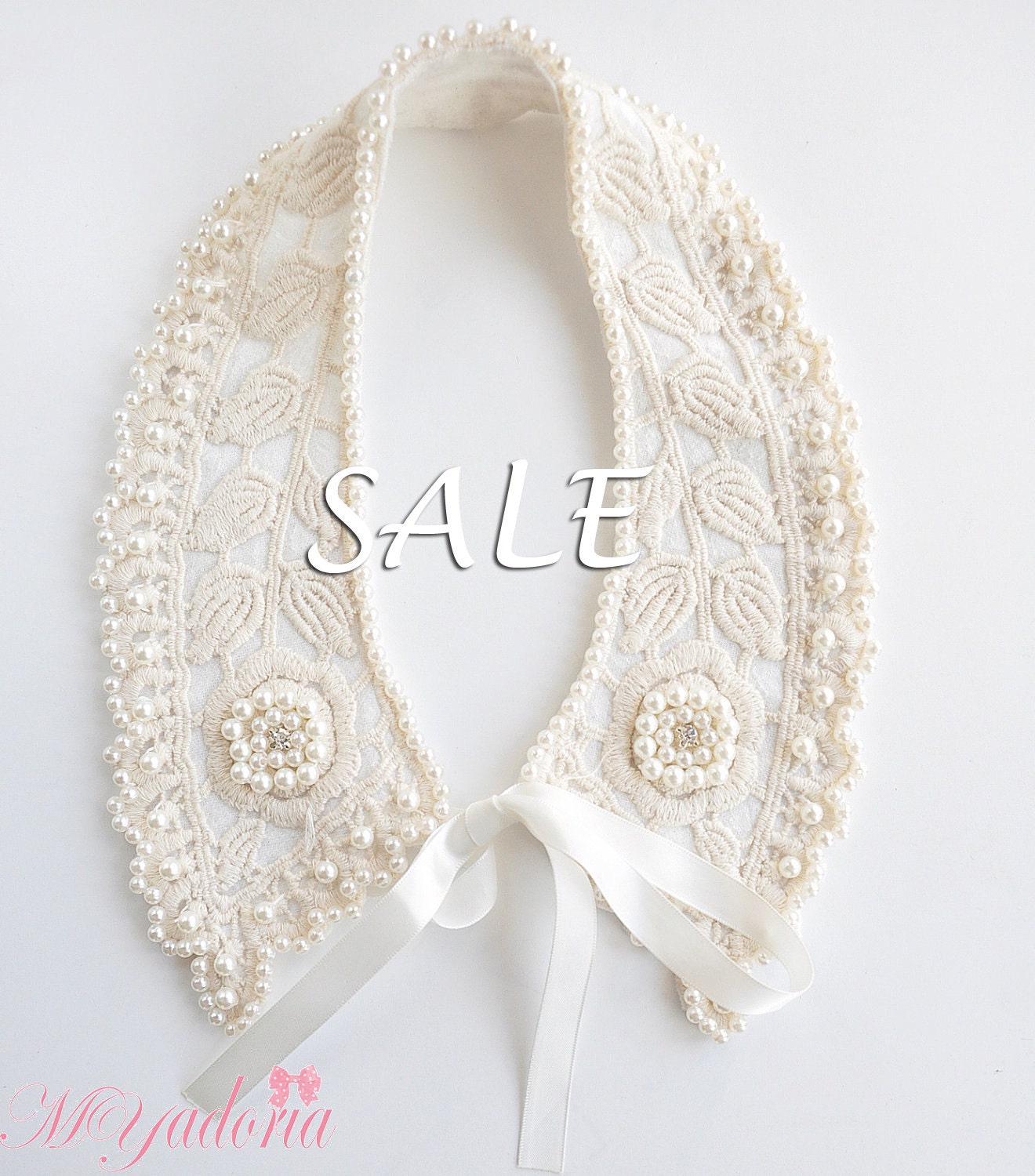 Sale Sale Sale Romantic bridal ivory/cream/beige collar necklace, wedding collar, detachable collar - MYadoria