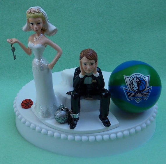 Wedding Cake Topper Dallas Mavericks Mavs Basketball Themed Ball and