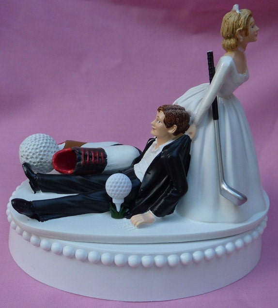 Wedding Cake Topper Golf Fan Golfing Groom Golfer Shoes Ball Club Sports Themed W Bridal Garte Wedding Cake Topper Golf Golf Wedding Cake Wedding Cake Toppers