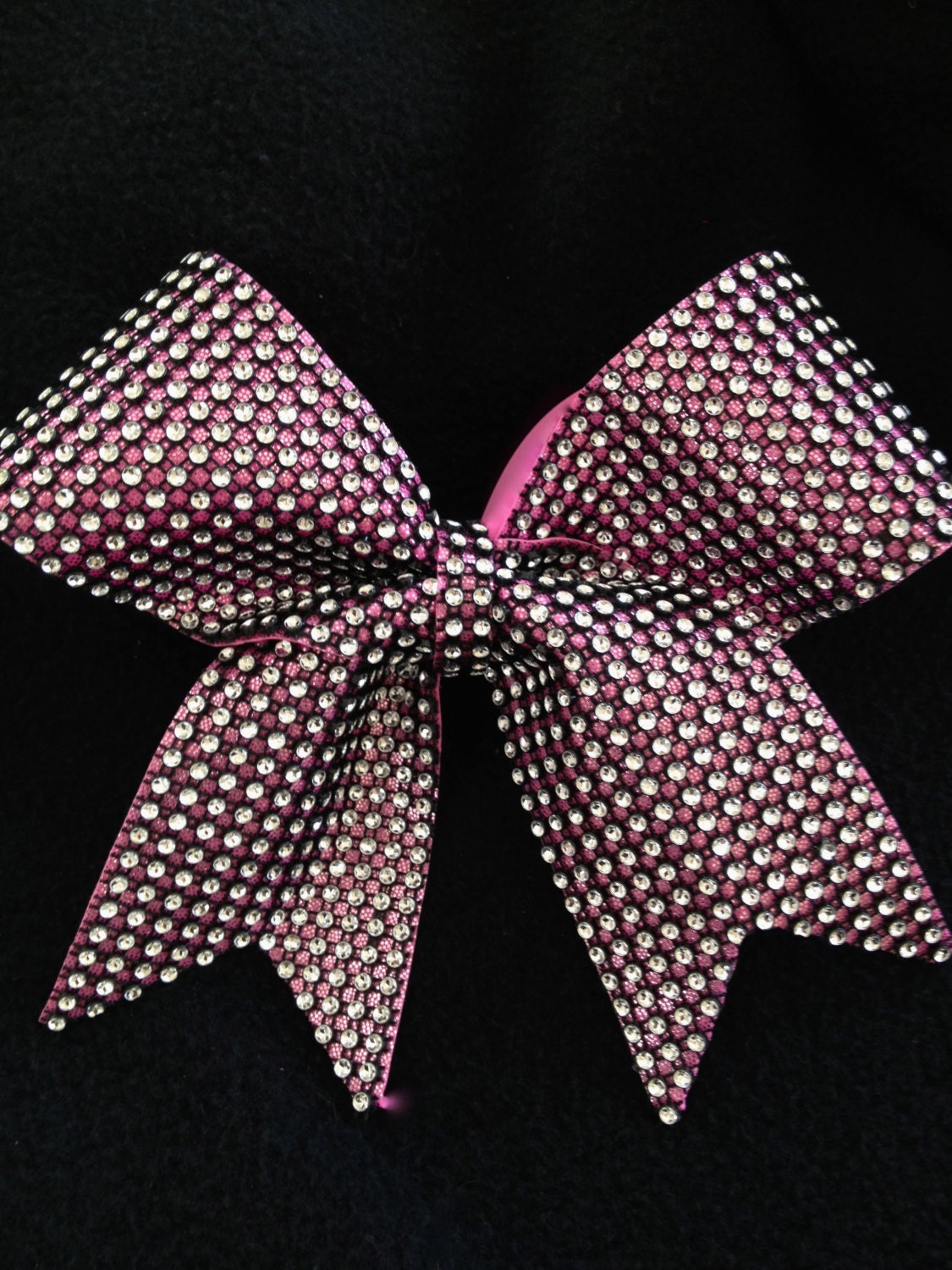 Pink And Black Bling Rhinestone Cheer Bow Party Tyme By Bowfriendz 2118