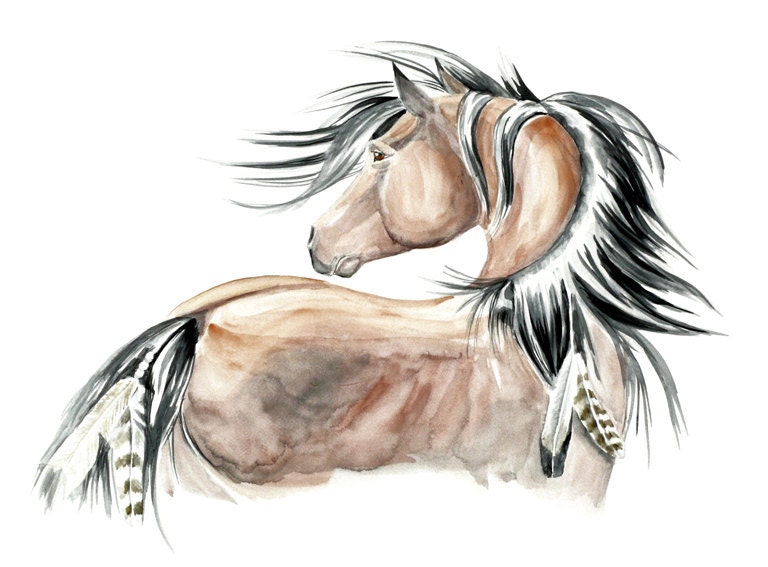 Horse mustang Watercolor Giclee Print - MundoMeo