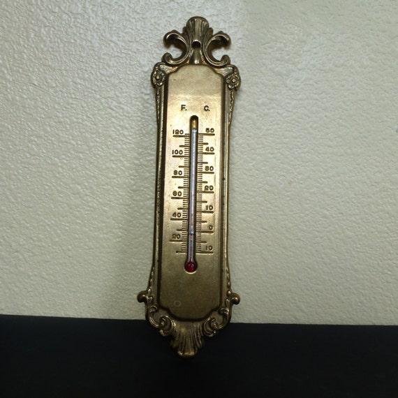 Vintage Cast Brass Hanging Thermometer By NVMercantile On Etsy