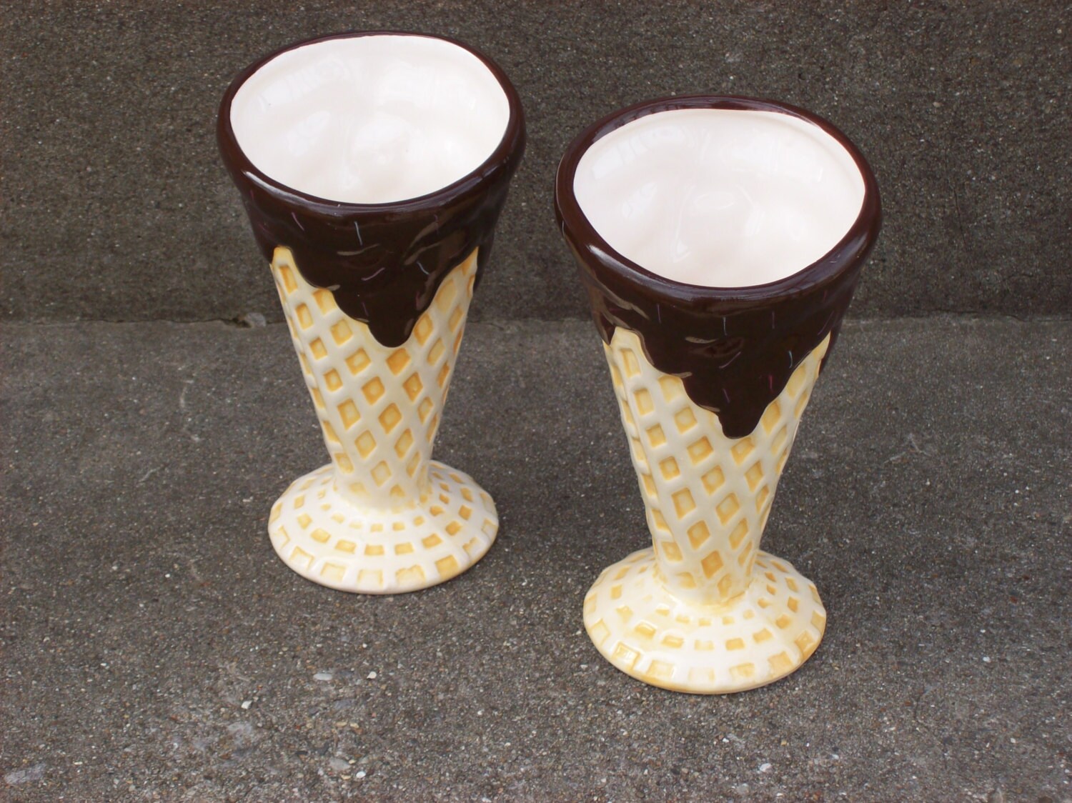 SALE Pair of Vintage Ceramic Ice Cream Glasses by MrBinkelsWorld