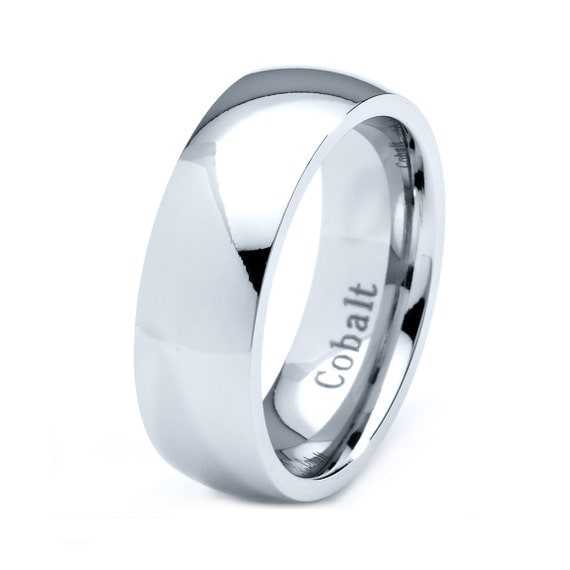 Mens Cobalt Wedding Band Ring 7mm Domed High Polished 7-12 Half Sizes ...