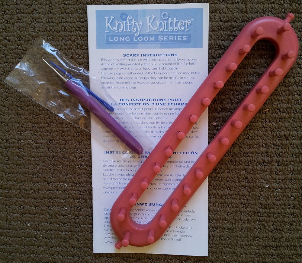 Knifty Knitter Long Loom for Knitting: Pink 10 by WingsForCrafts