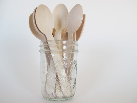 ON SALE Set of 25 Disposable Wooden Spoons Il_570xn