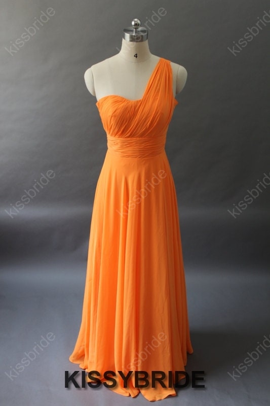 Orange bridesmaid dress - long bridesmaid dress / long evening dress / orange evening dress / chiffon evening gown / orange party dress